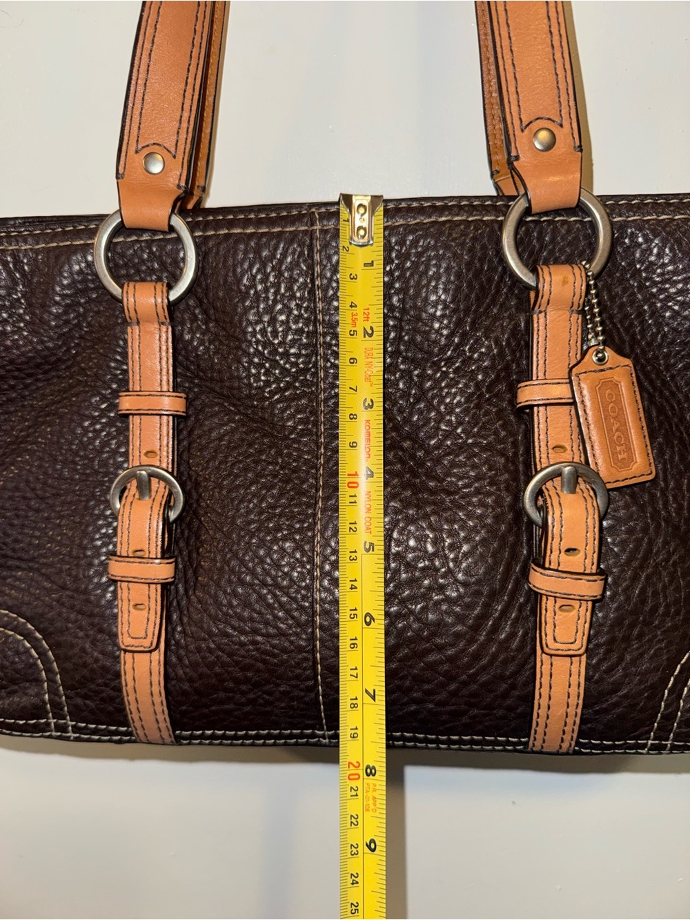 Y2K vintage Coach Chelsea Tote Bag Handbag Dark Brown Pebbled Leather - Picture 6 of 10